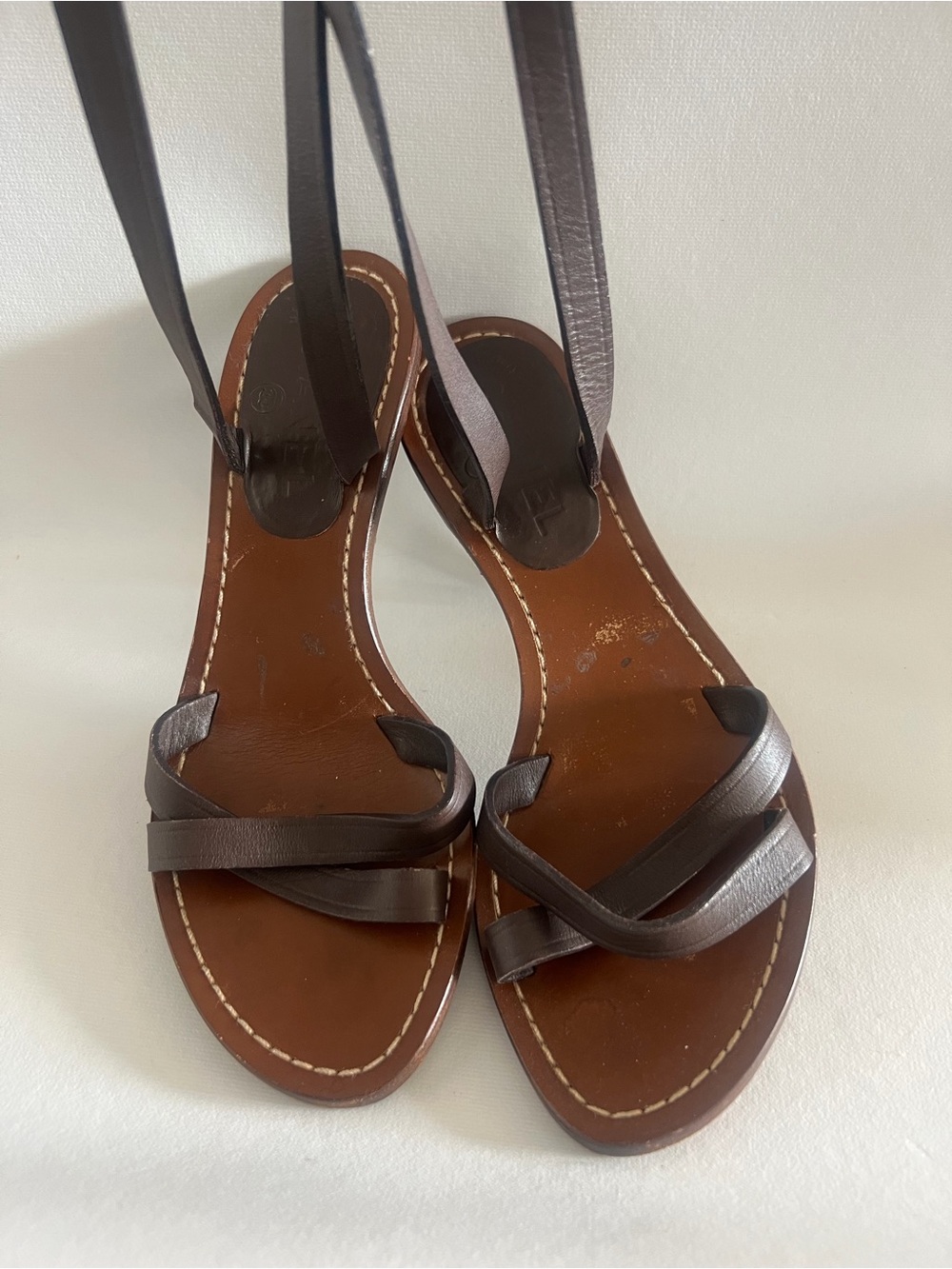 Chanel Brown Strappy Ankle-Wrap Heeled Sandals - Picture 3 of 13